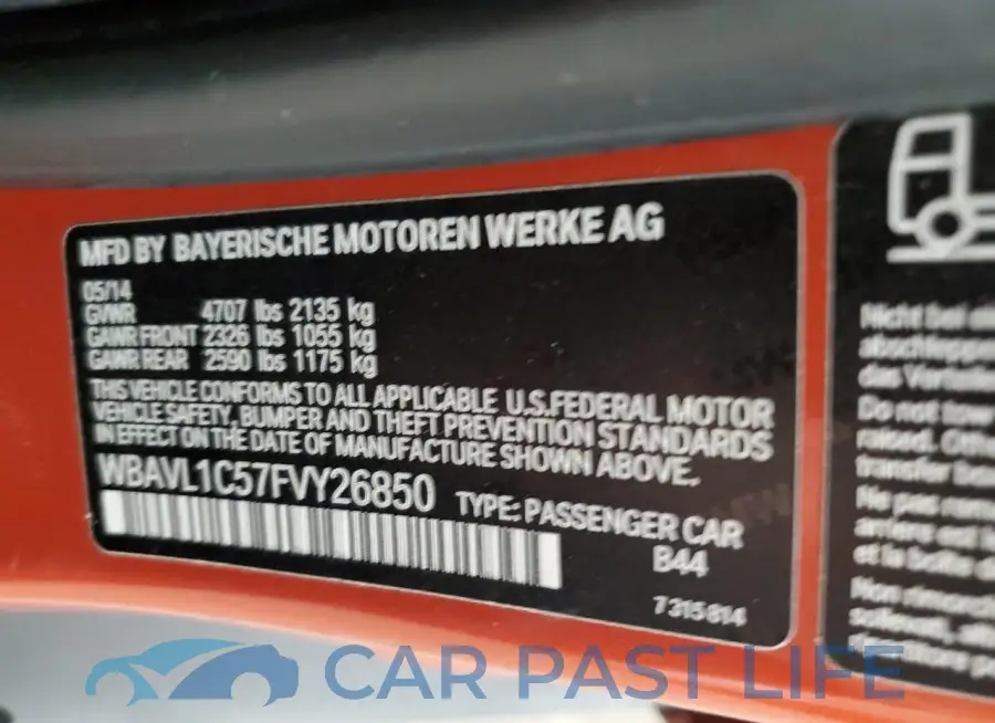 WBAVL1C57FVY26850# 13