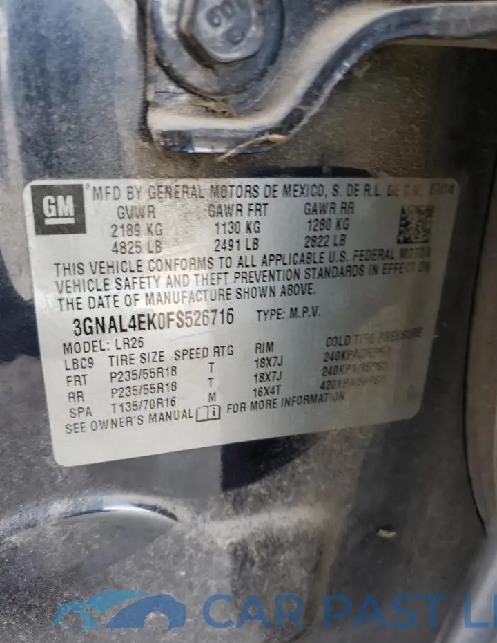 3GNAL4EK0FS526716# 12