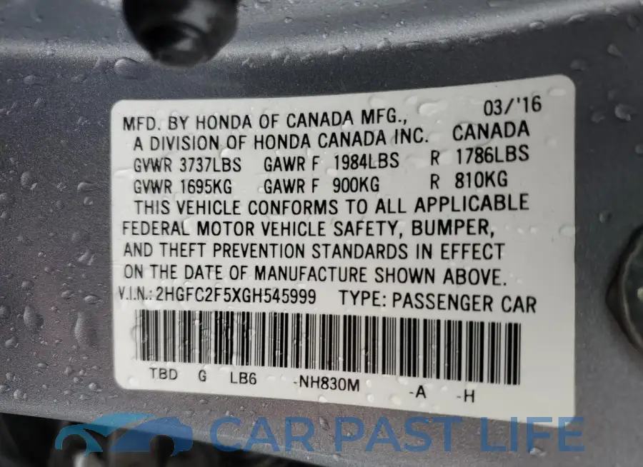 2HGFC2F5XGH545999# 12