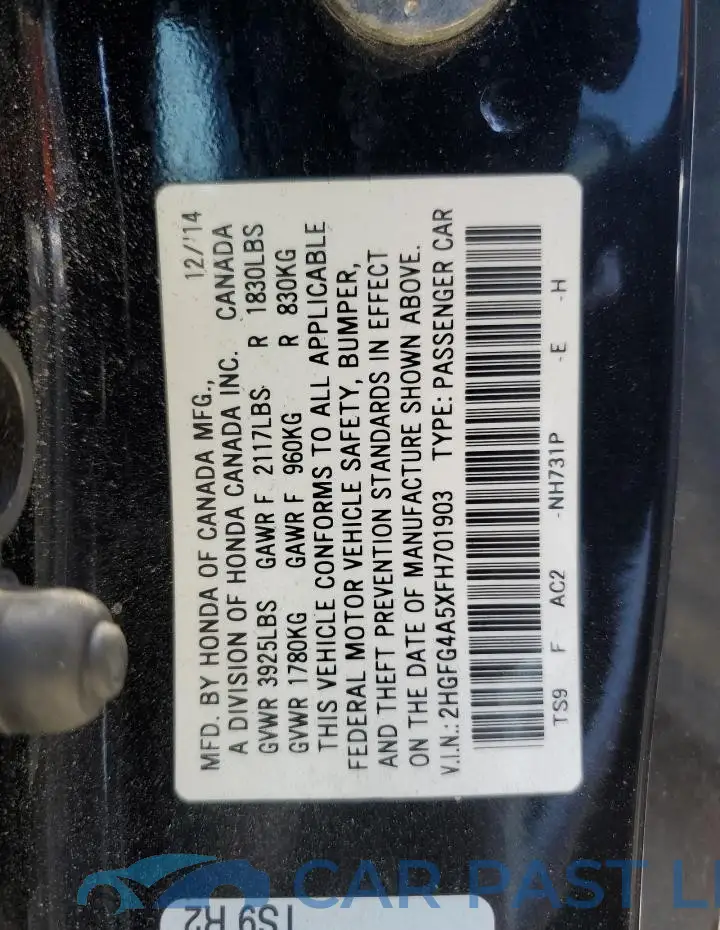 2HGFG4A5XFH701903# 12