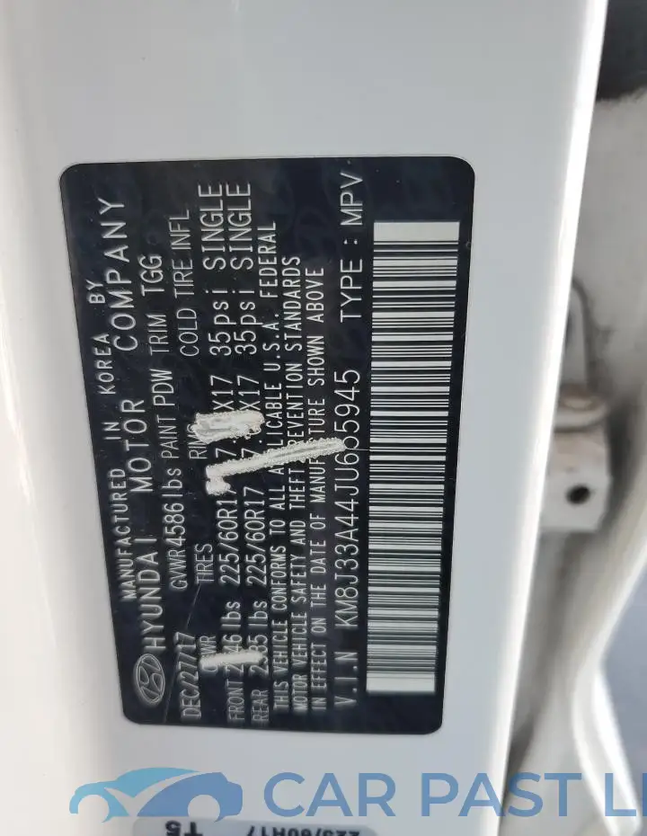 KM8J33A44JU655945# 12