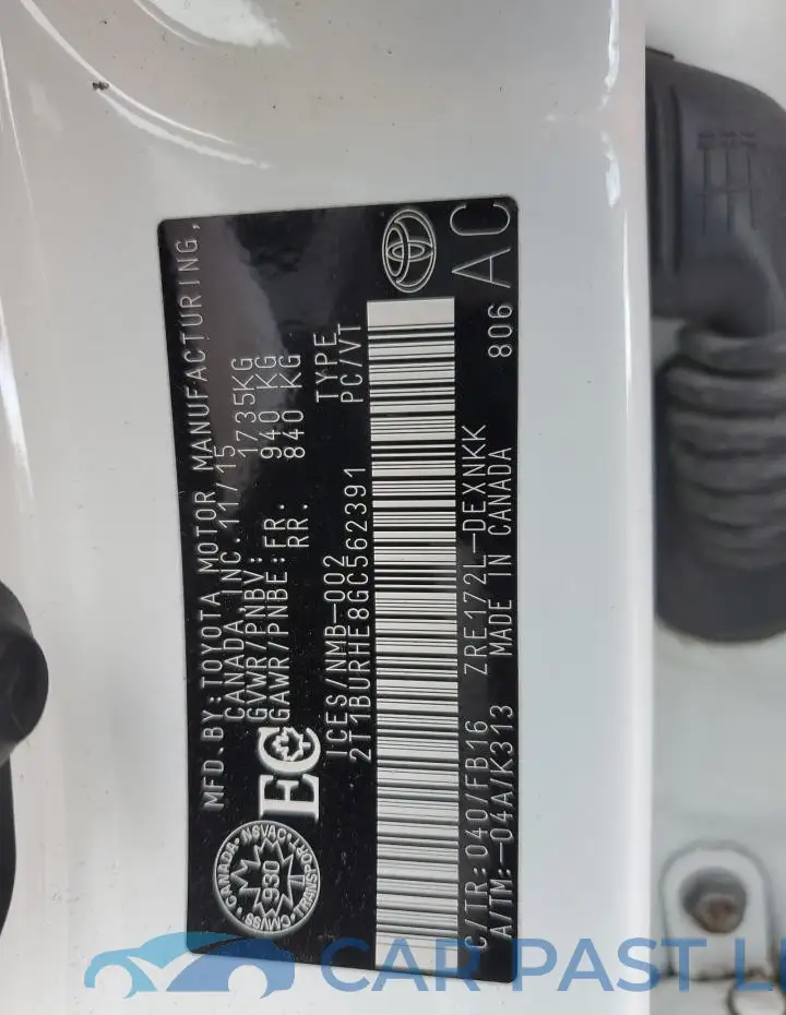 2T1BURHE8GC562391# 12