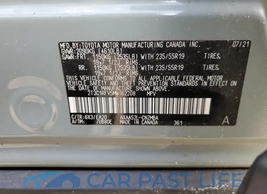 2T3C1RFV5MW162208# 12