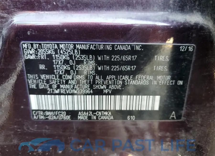 2T3WFREV0HW339964# 13