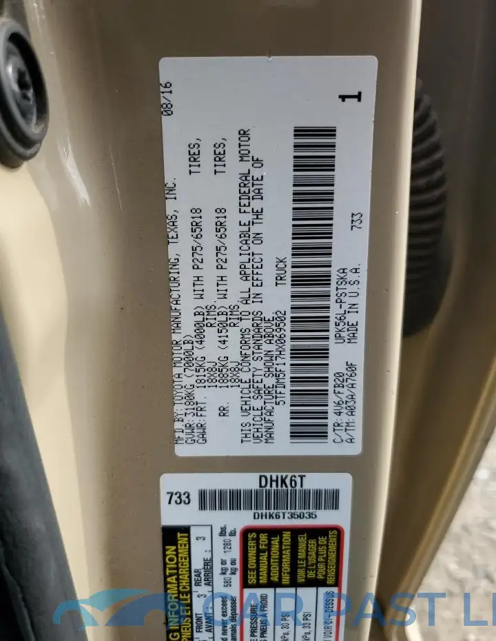 5TFDM5F17HX069502# 12
