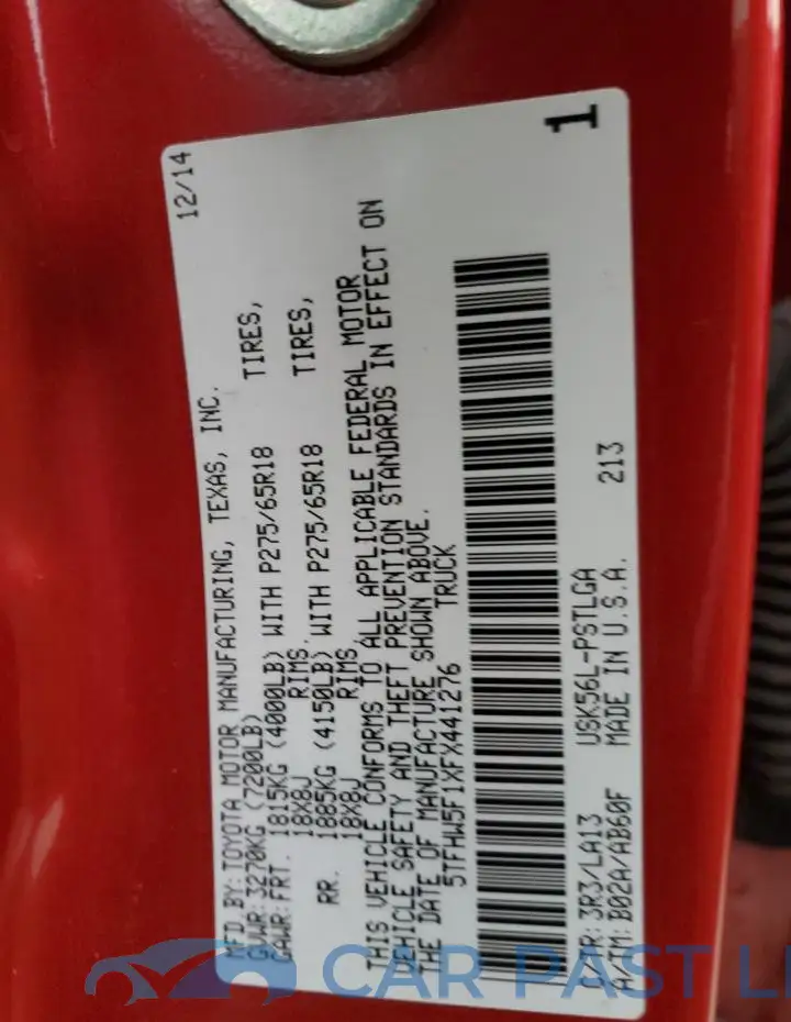 5TFHW5F1XFX441276# 12