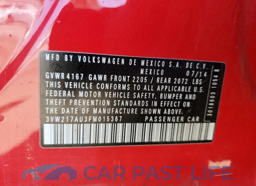 3VW217AU3FM015367# 12