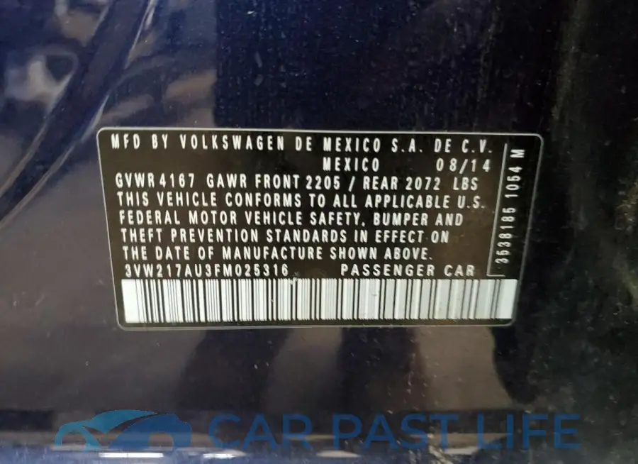 3VW217AU3FM025316# 13
