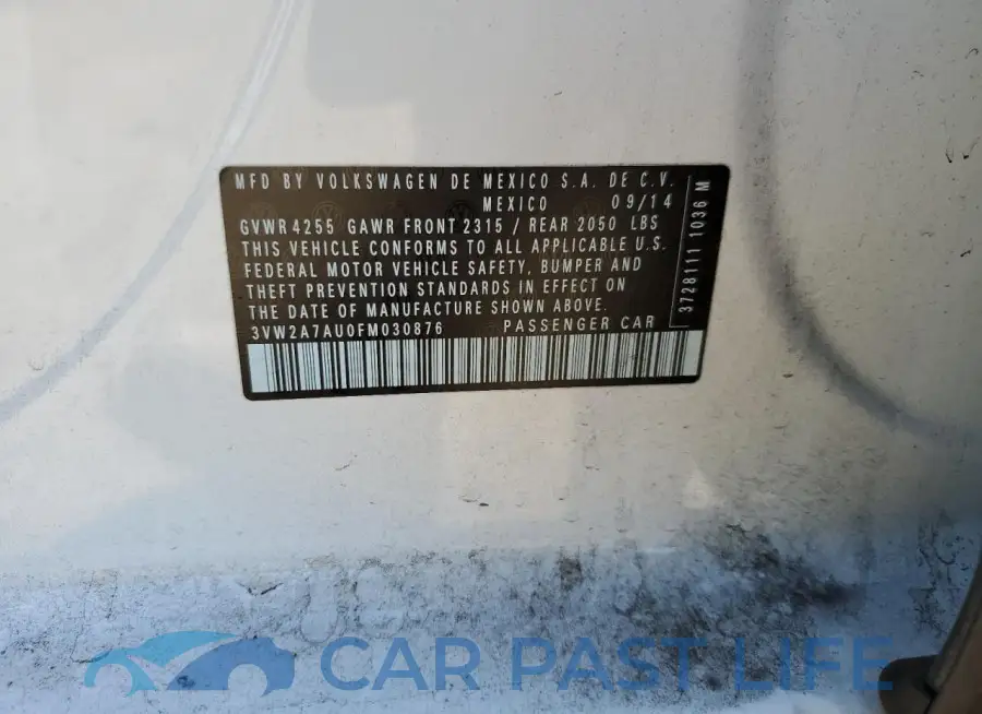 3VW2A7AU0FM030876# 13