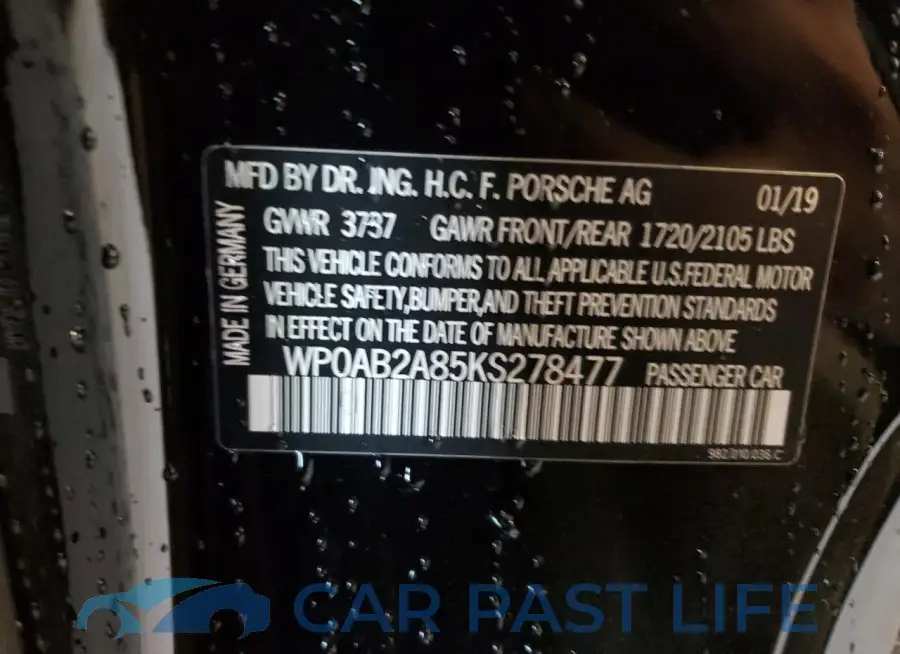 WP0AB2A85KS278477# 12