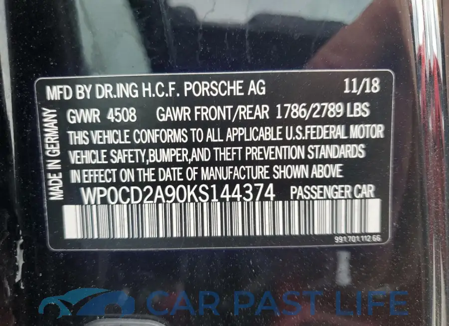 WP0CD2A90KS144374# 13
