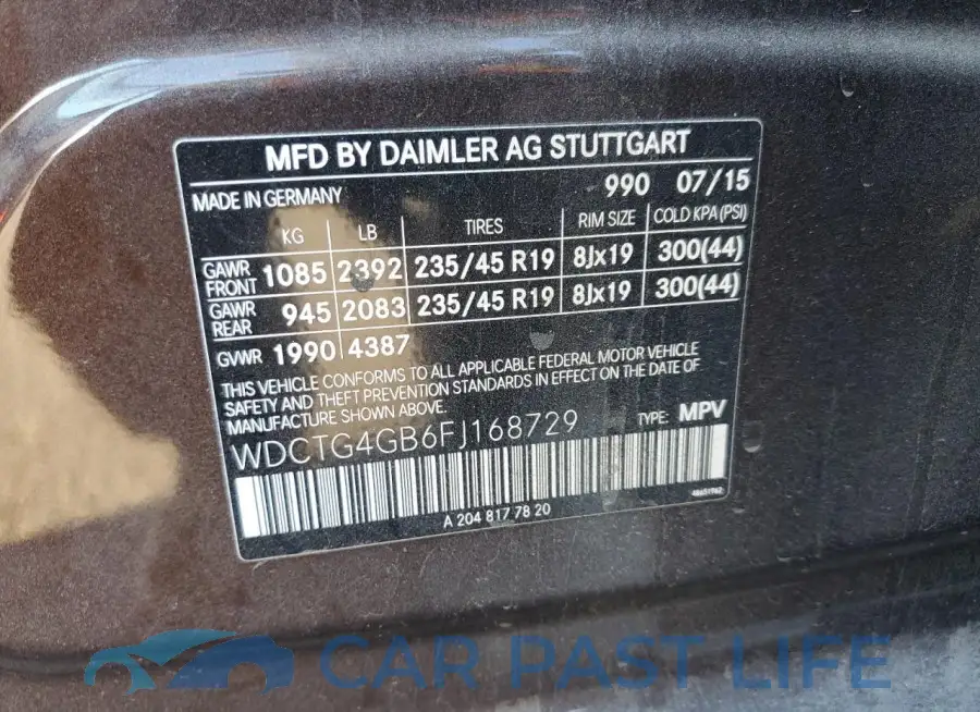 WDCTG4GB6FJ168729# 13