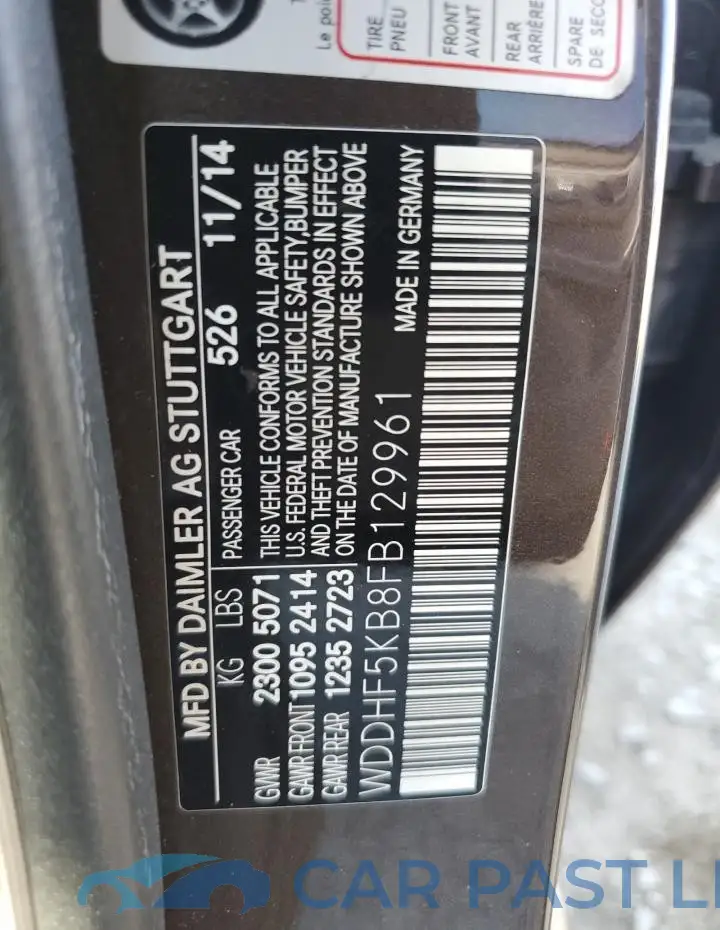 WDDHF5KB8FB129961# 12