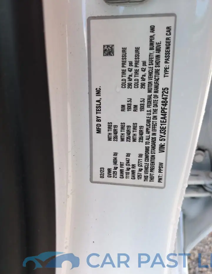 5YJ3E1EA4PF484725# 12