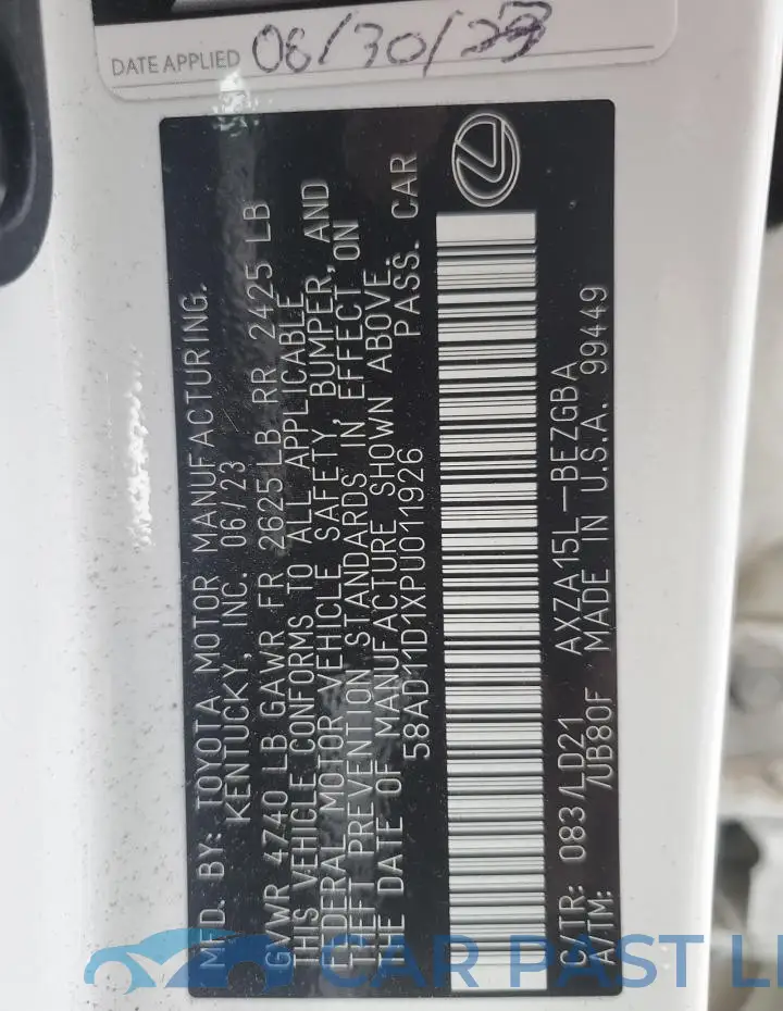 58AD11D1XPU011926# 12