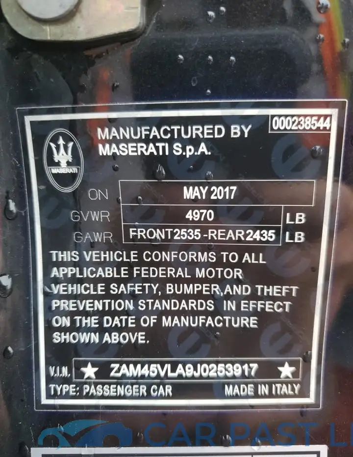 ZAM45VLA9J0253917# 12