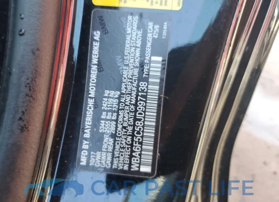 WBA6F5C58JD997138# 13