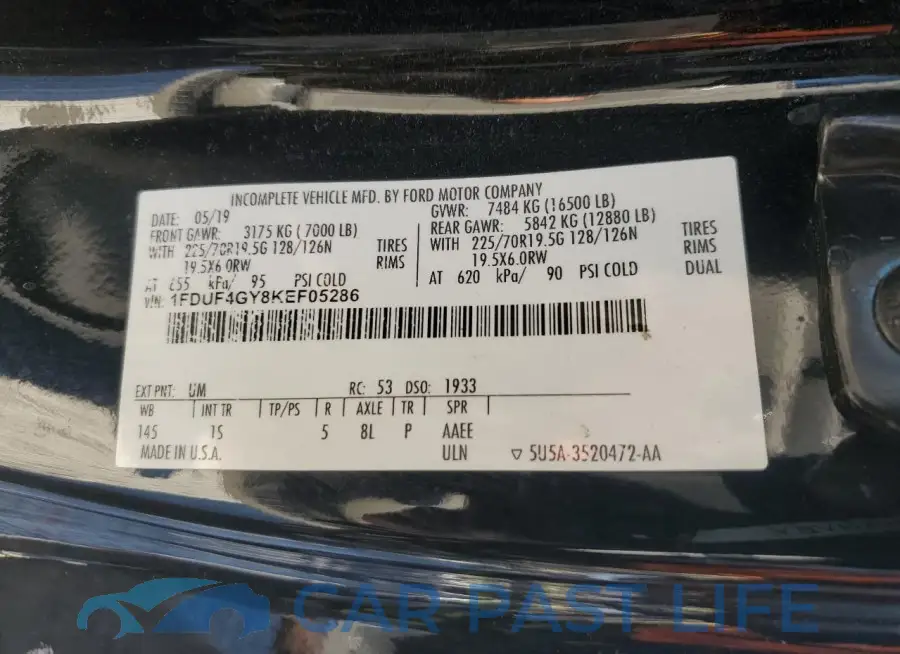 1FDUF4GY8KEF05286# 12