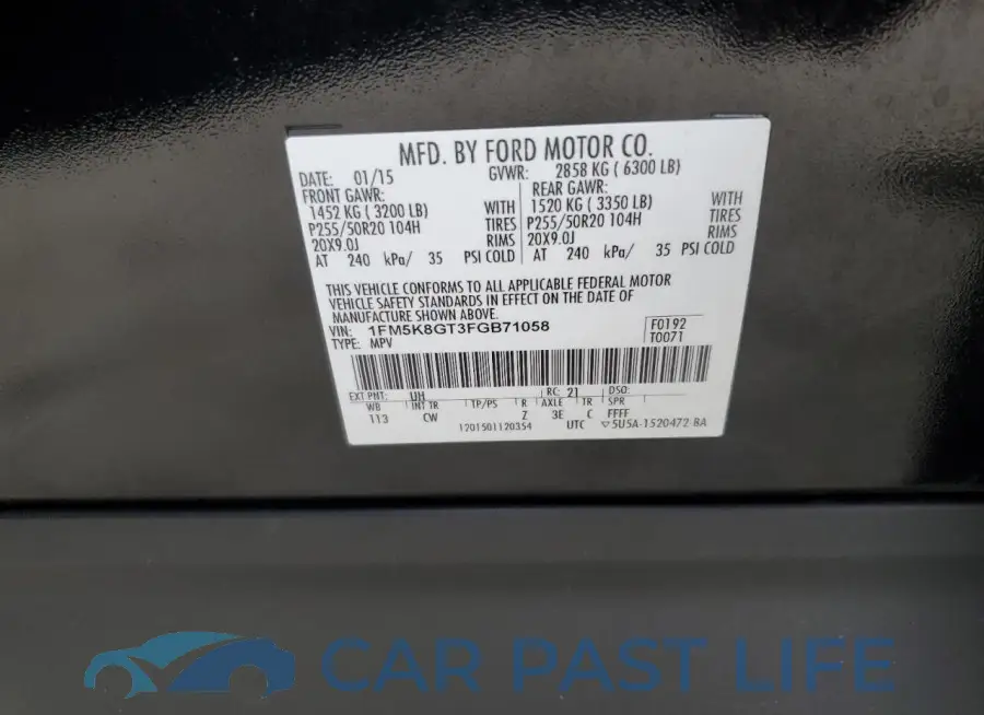 1FM5K8GT3FGB71058# 13