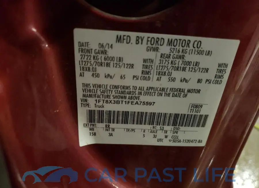 1FT8X3BT1FEA75597# 12