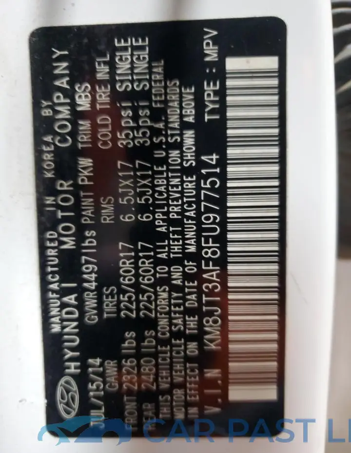 KM8JT3AF8FU977514# 12