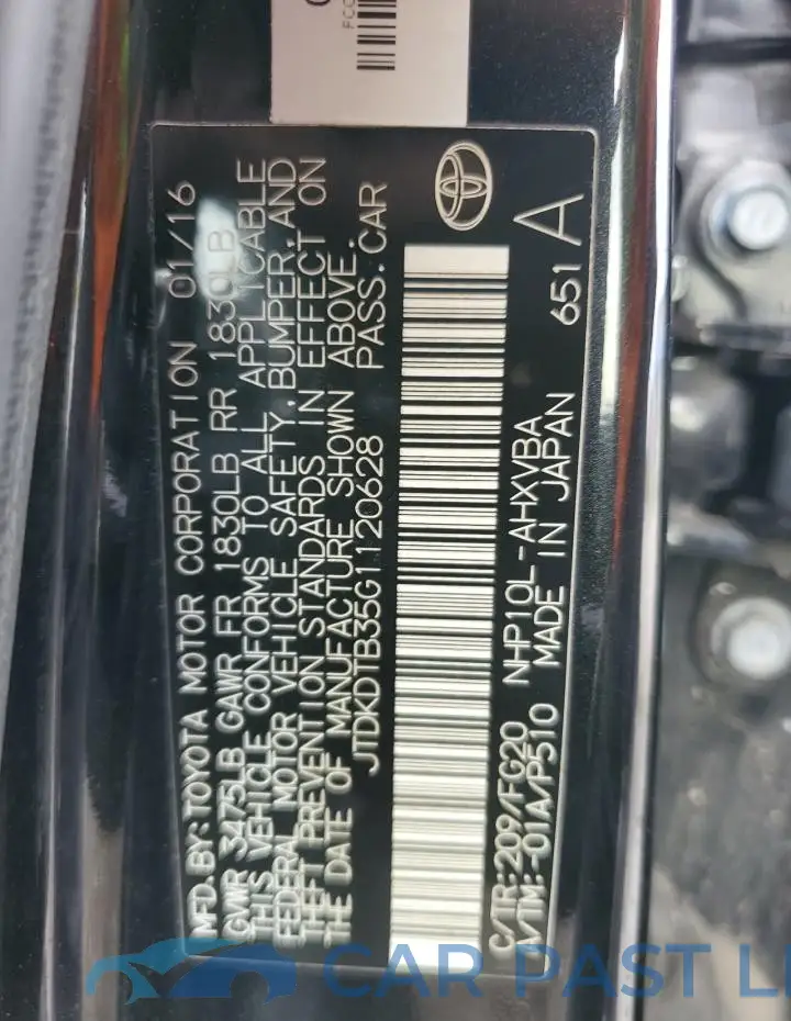JTDKDTB35G1120628# 12