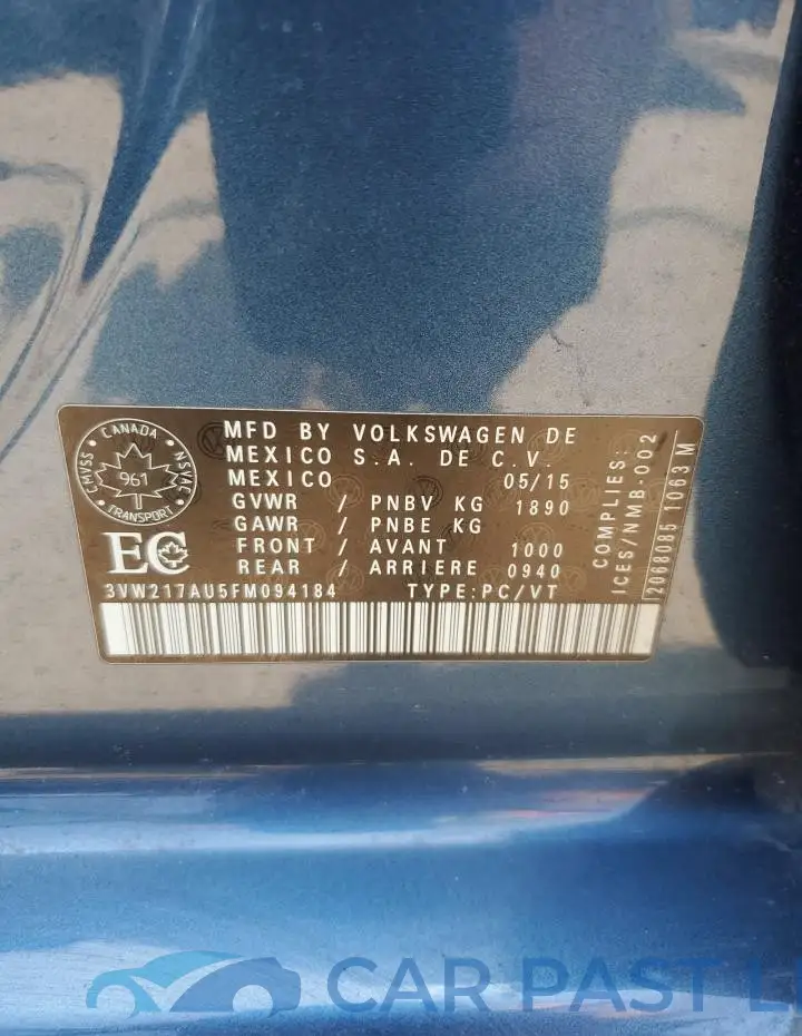 3VW217AU5FM094184# 12