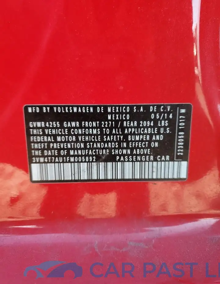 3VW4T7AU1FM005892# 12