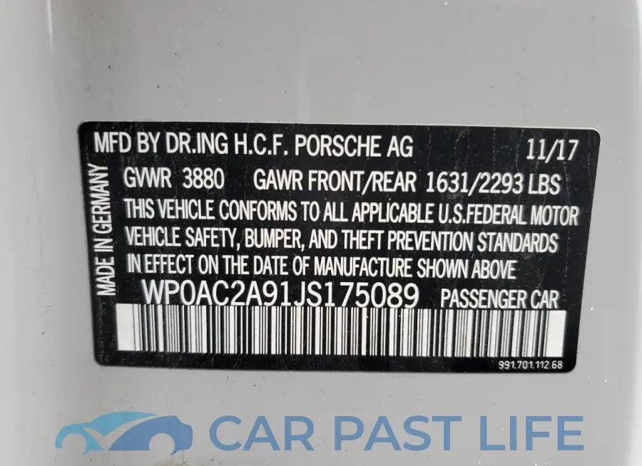 WP0AC2A91JS175089# 13