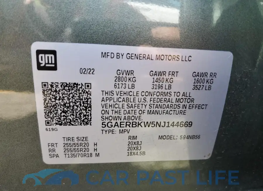 5GAERBKW5NJ144669# 14
