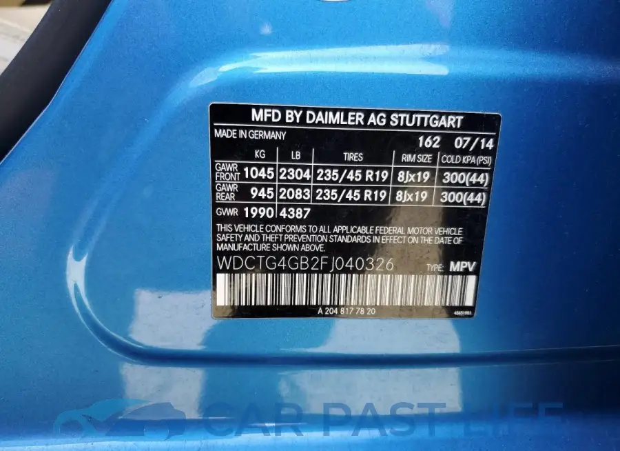 WDCTG4GB2FJ040326# 12
