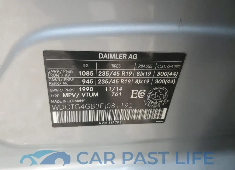 WDCTG4GB3FJ081192# 13