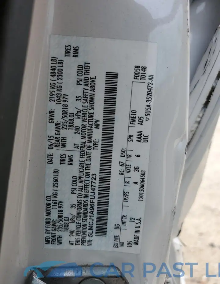 5LMCJ1A96FUJ47723# 13