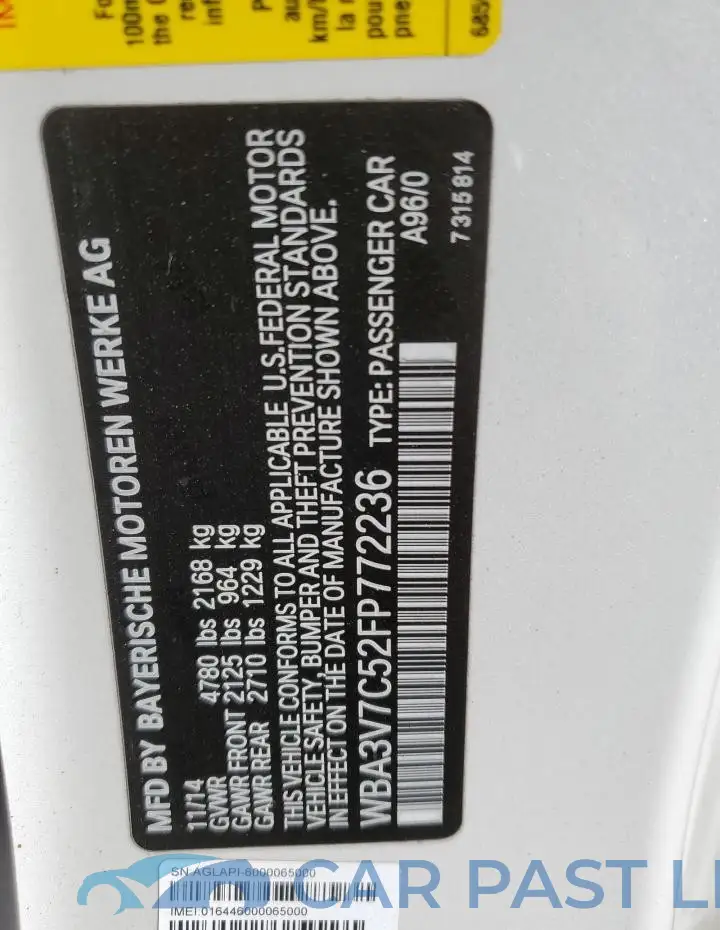 WBA3V7C52FP772236# 12