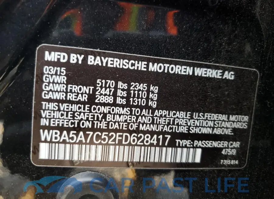 WBA5A7C52FD628417# 12