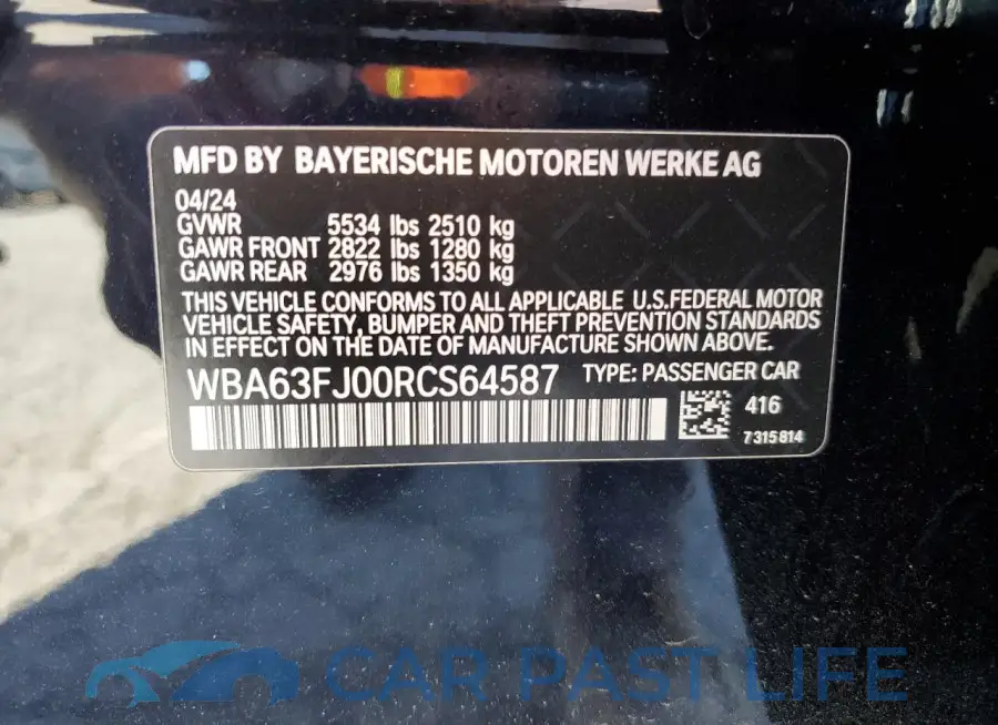 WBA63FJ00RCS64587# 12