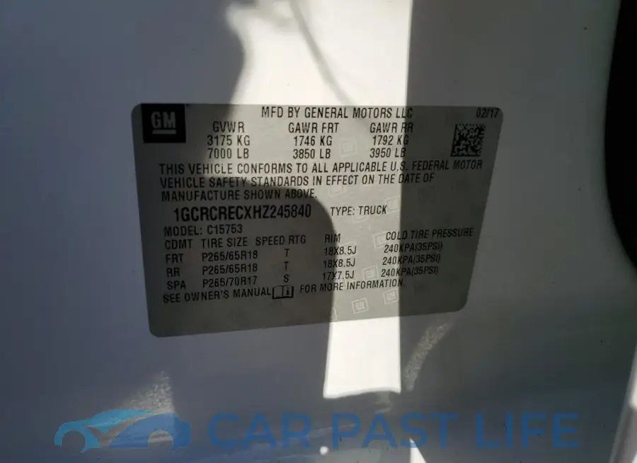 1GCRCRECXHZ245840# 12