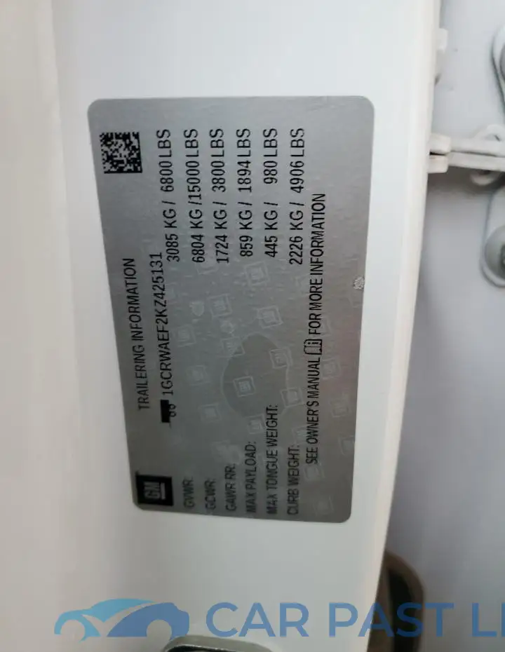 1GCRWAEF2KZ425131# 12