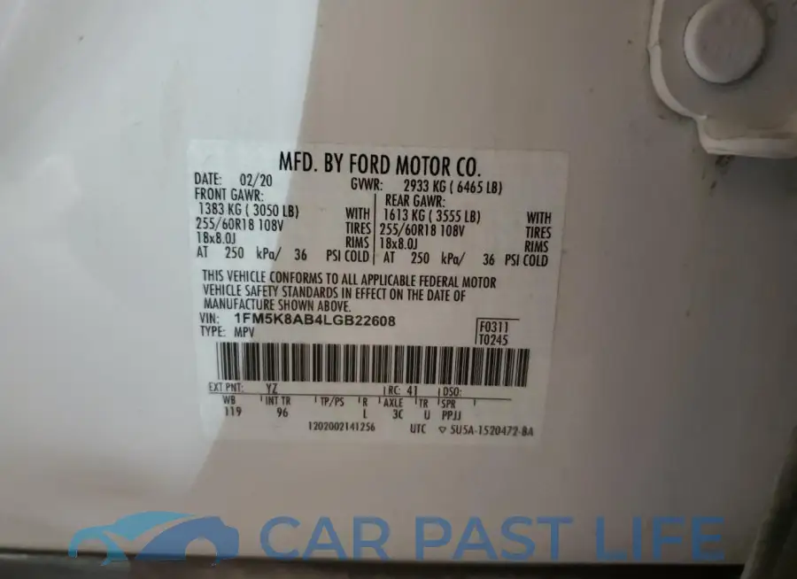1FM5K8AB4LGB22608# 14