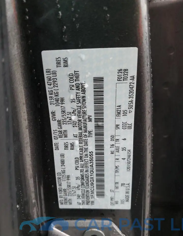 1FMCU9GX1GUA35055# 13
