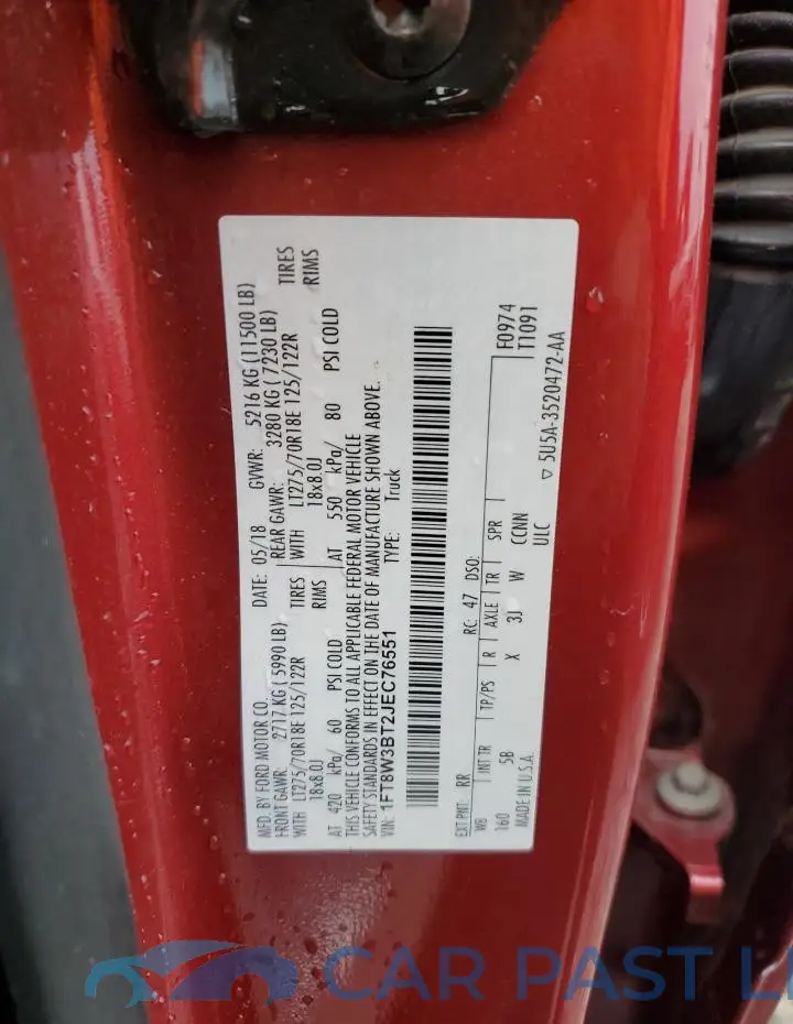 1FT8W3BT2JEC76551# 10
