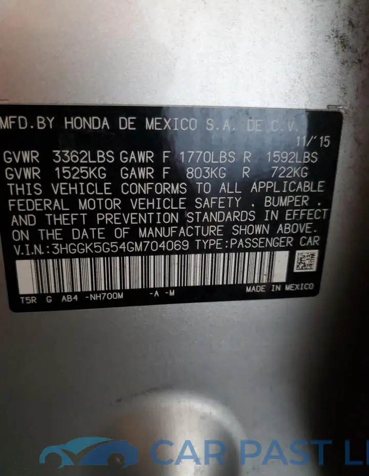 3HGGK5G54GM704069# 12