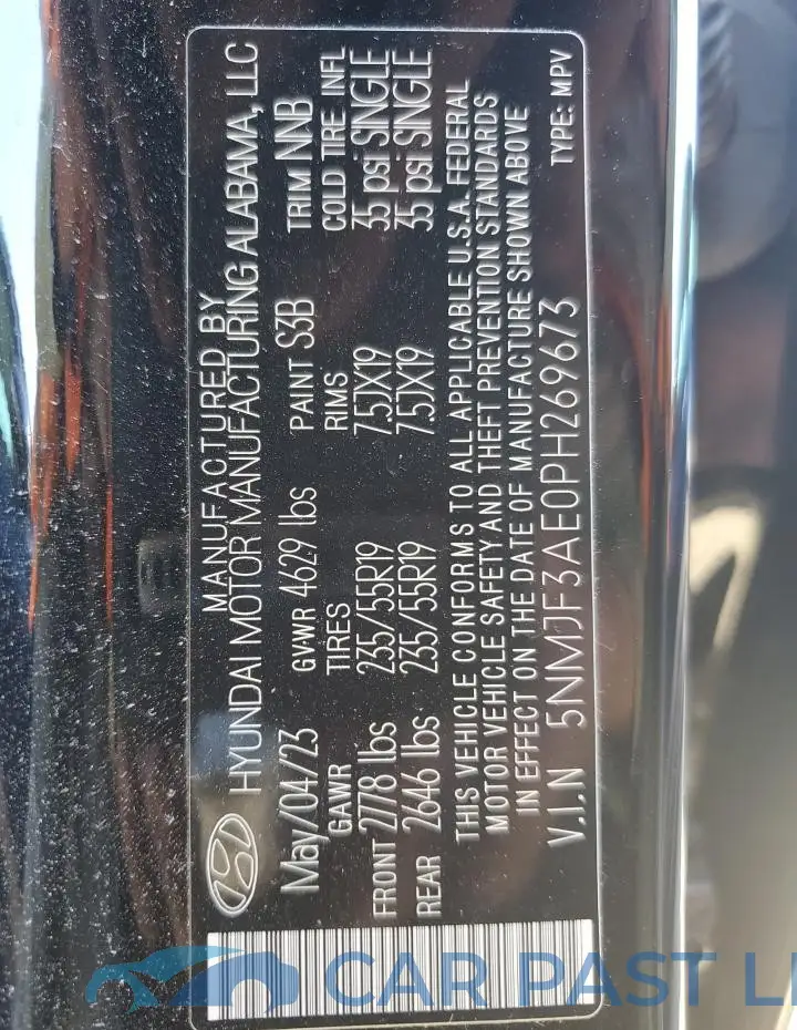 5NMJF3AE0PH269673# 14
