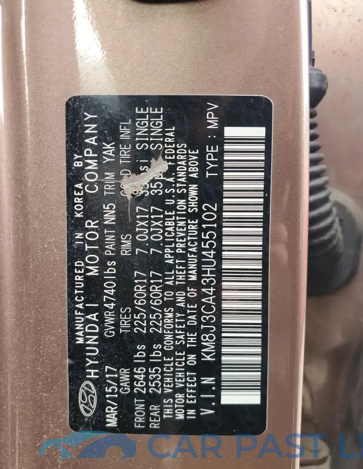 KM8J3CA43HU455102# 14