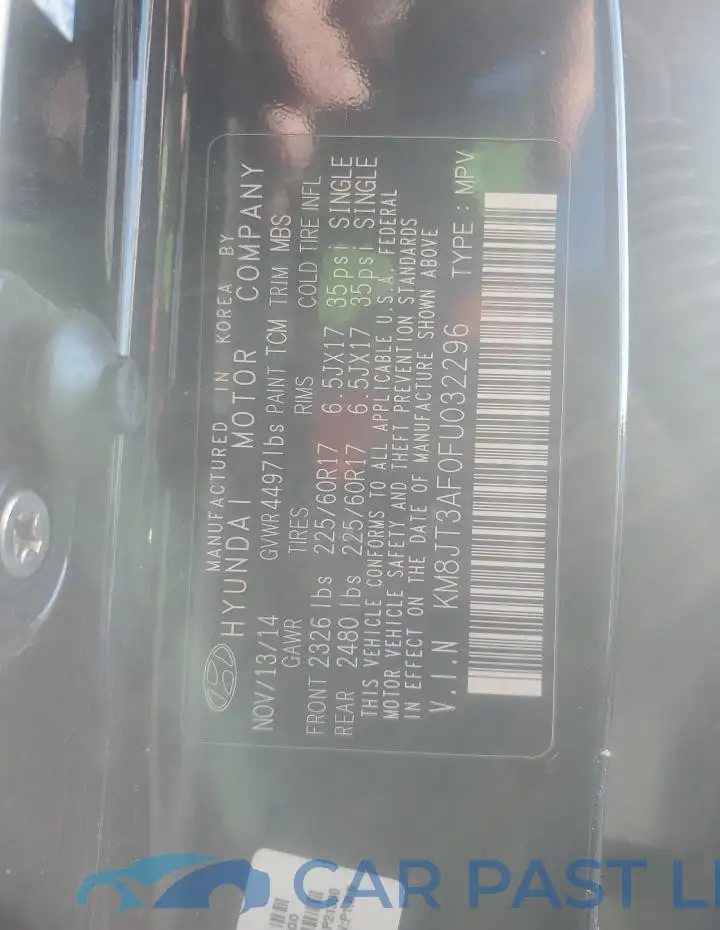 KM8JT3AF0FU032296# 13