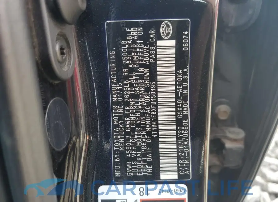 4T1BK1EBXFU150195# 12