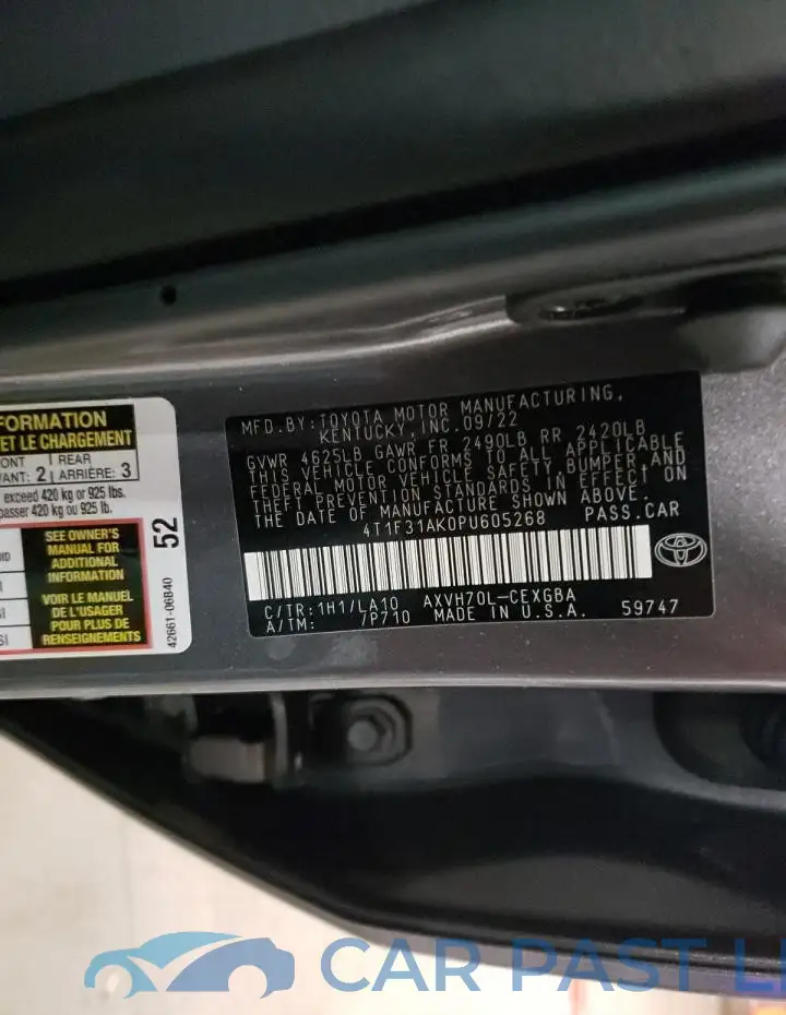 4T1F31AK0PU605268# 12