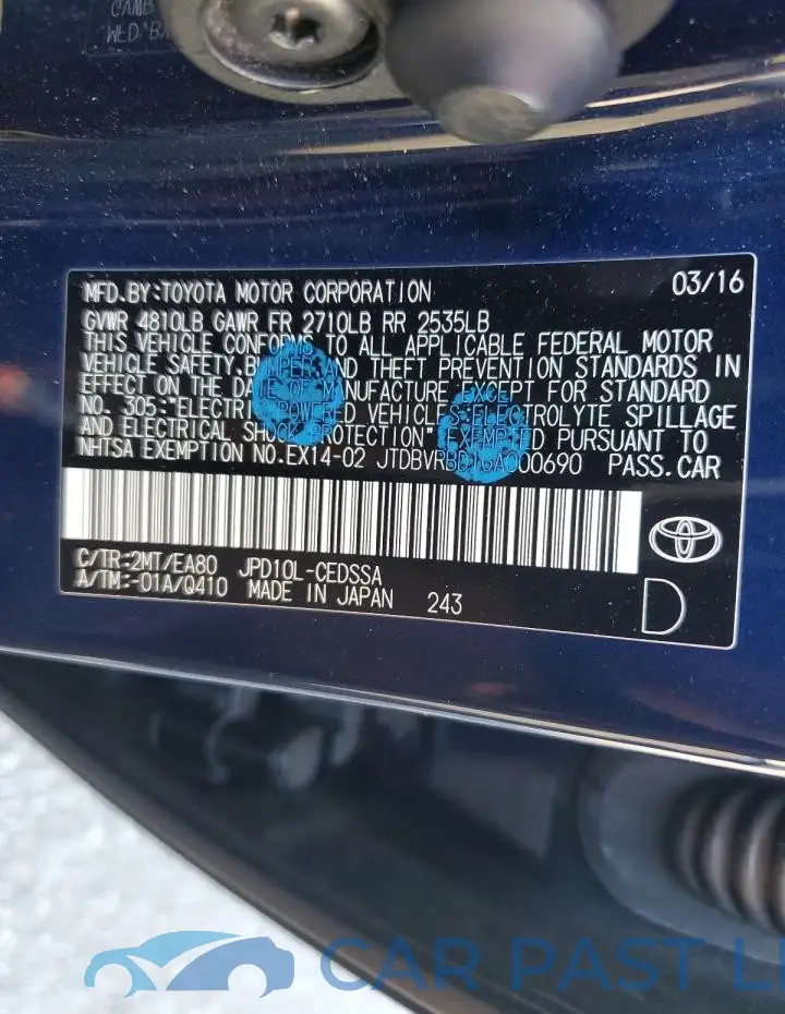 JTDBVRBD1GA000690# 12
