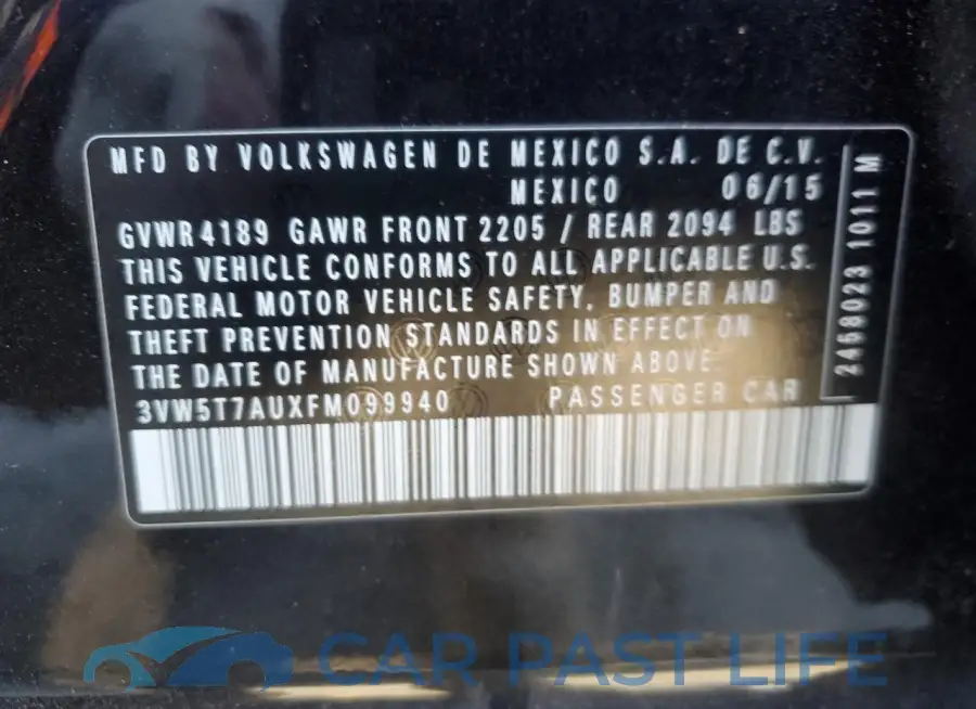 3VW5T7AUXFM099940# 12