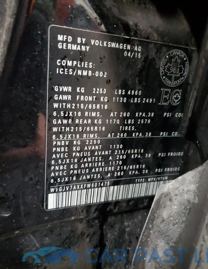 WVGJV7AXXFW601475# 14
